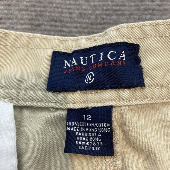 Nautica Women's VTG Y2K Khaki Cargo Pants Size 12 Wide Leg Fits 33x32 Distressed - Picture 6 of 13